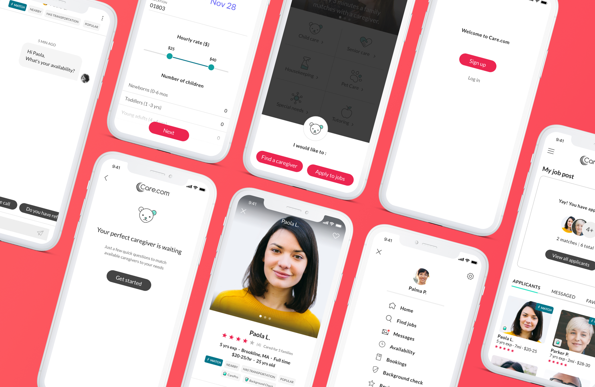 Care.com — Final product screens