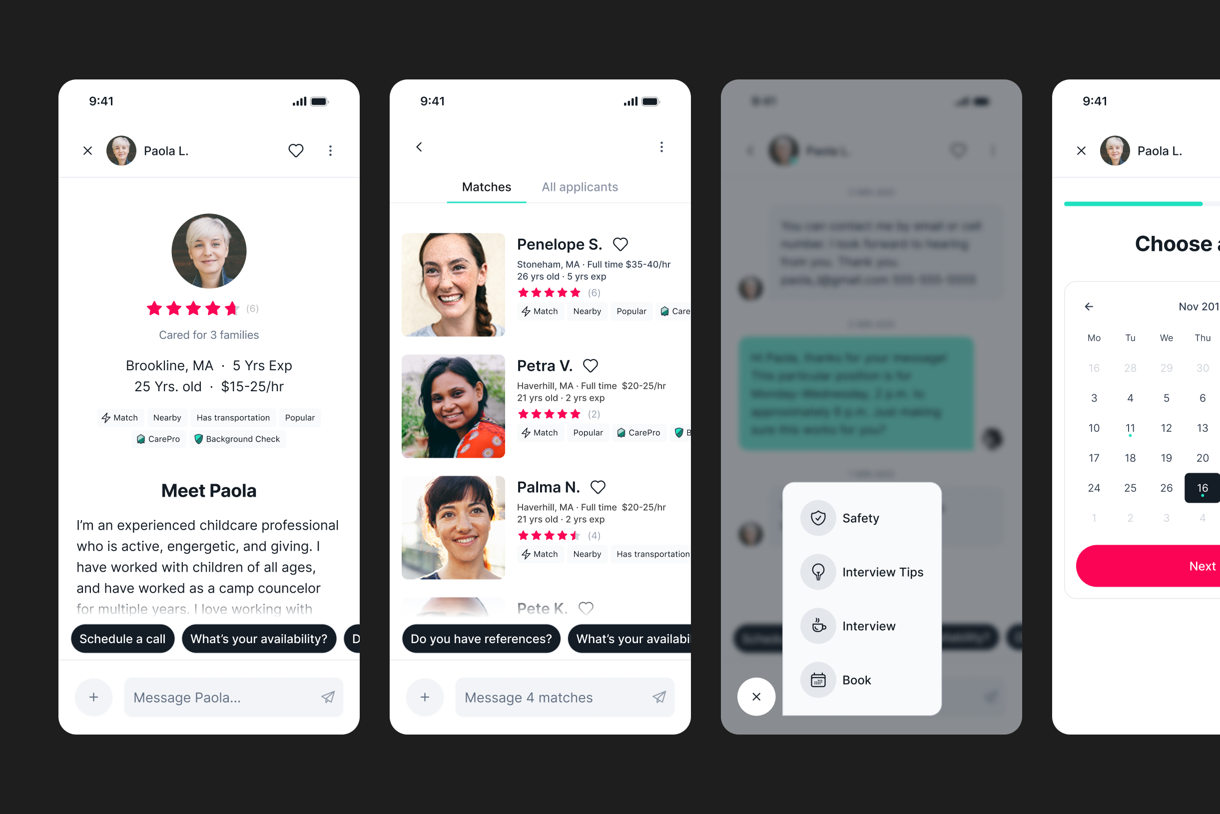Care.com — Mobile app screens